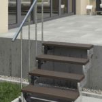 TreppenStore DOLLE Gardentop | 80 cm und 100 cm breit | Bausatz von 2-15 Stufen aussentreppe-dolle-gardentop-4st-trimax-dunkelbraun-mgelaender-ma01@2x (1)